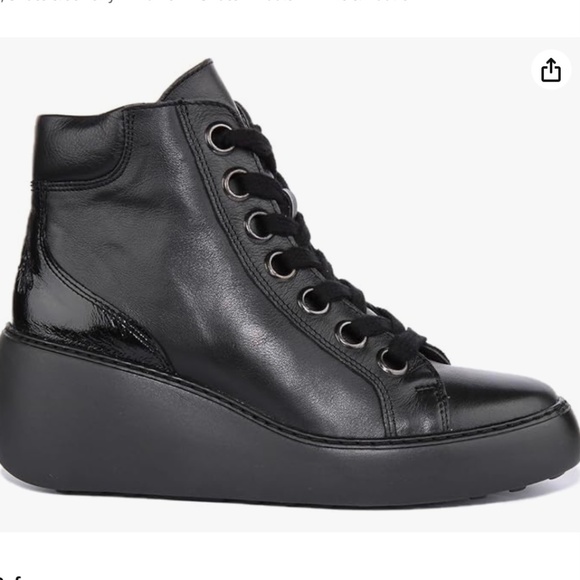 Fly London Dice Leather Wedge Heel Ankle Boots Black SZ 41 - Picture 1 of 13